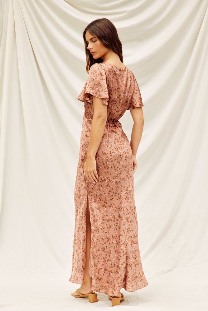 GO GET EM FLUTTER SLEEVE MAXI DRESS