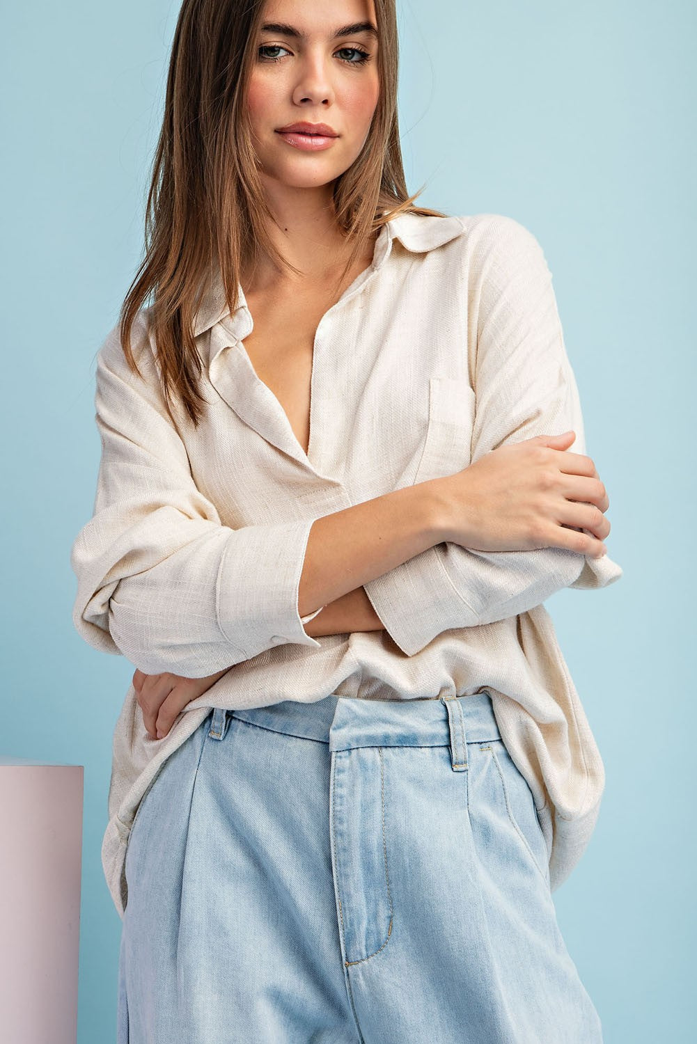 NAYA LINEN LONG SLEEVE TOP