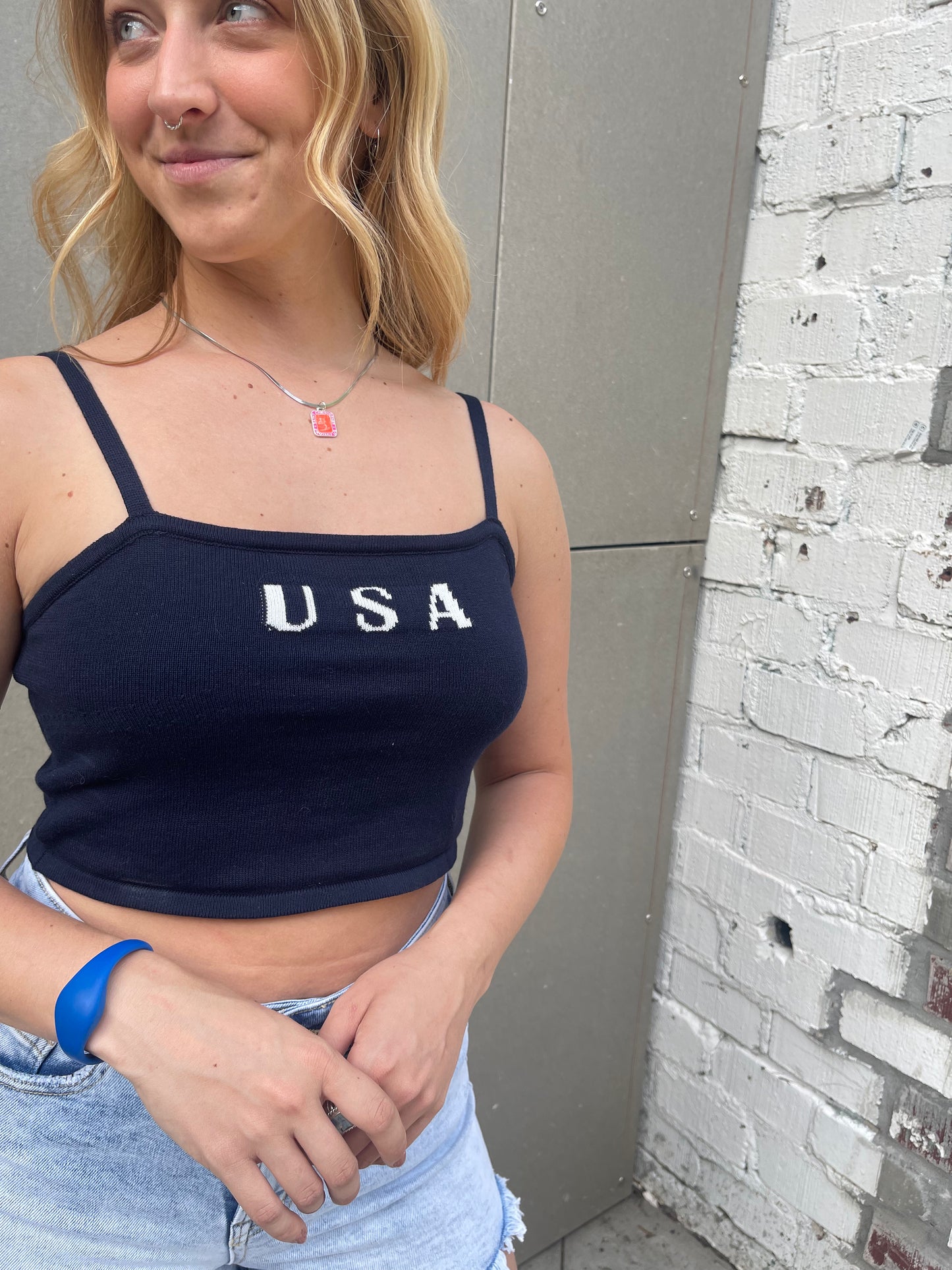 MISS AMERICA SWEATER CROP TANK