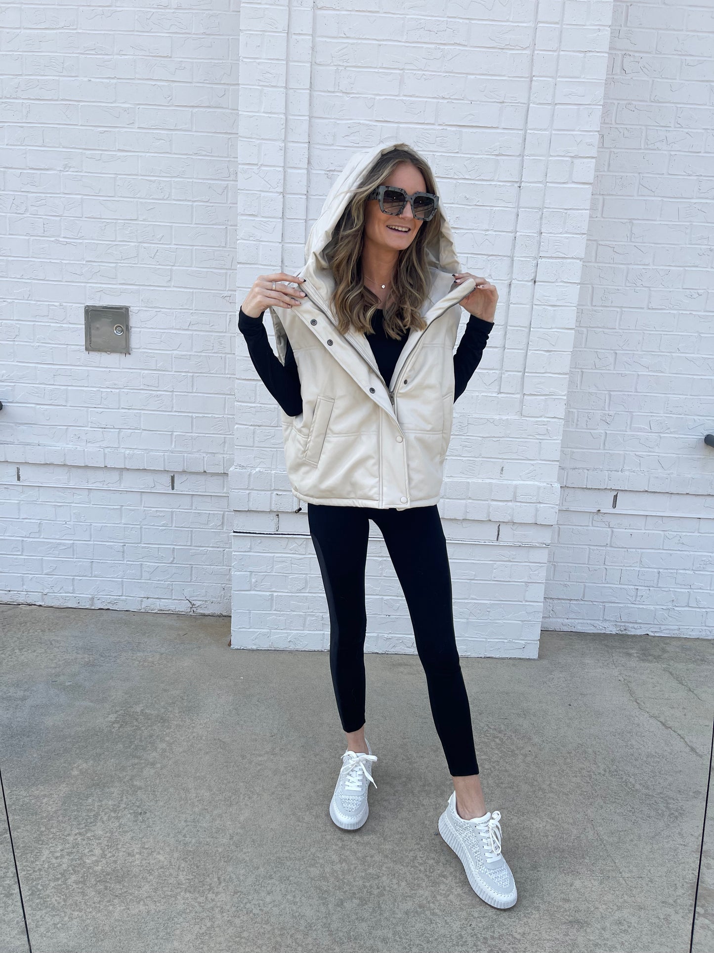 WREN HOODED LEATHER VEST