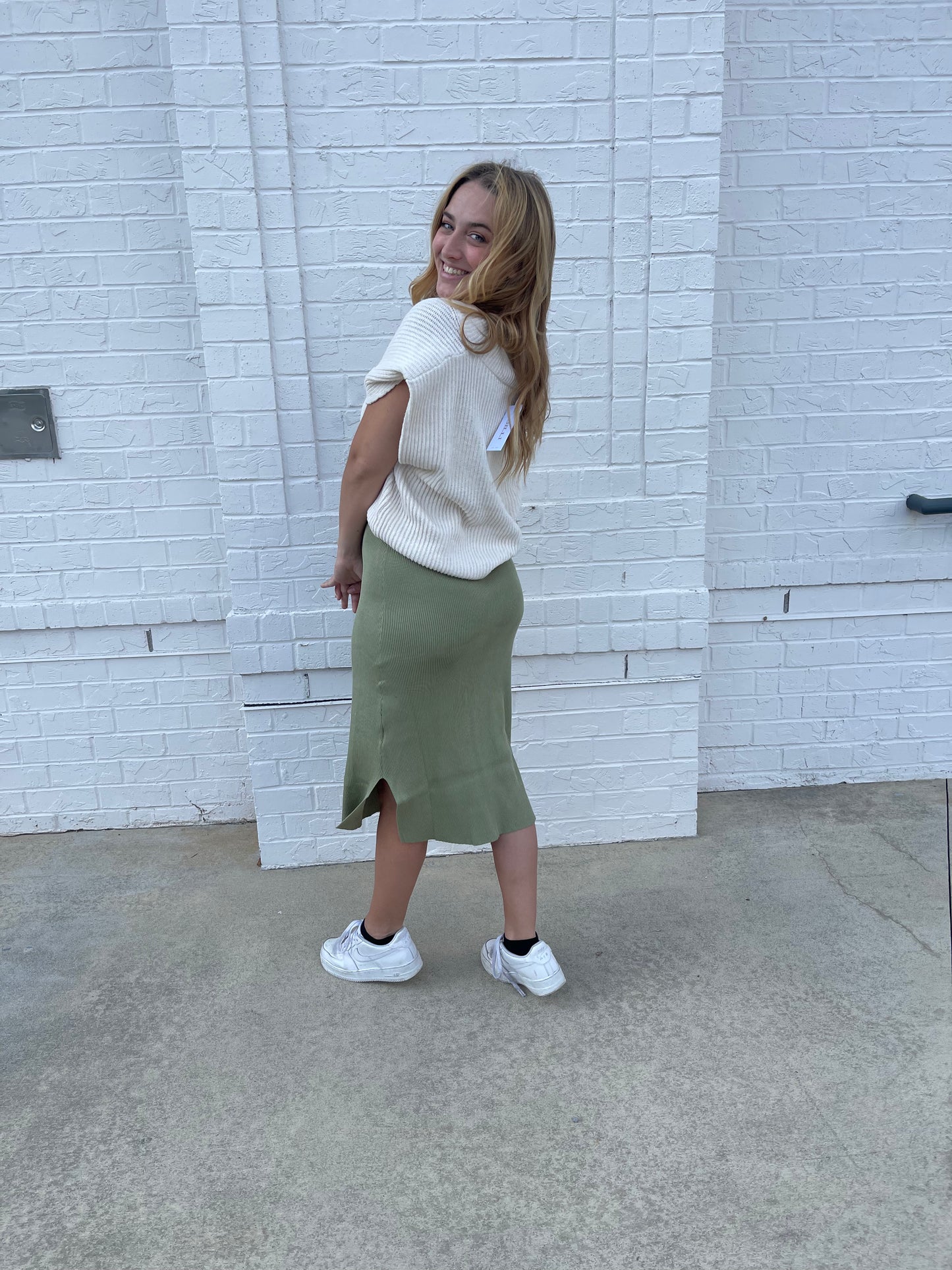 GREEN TEA KNIT SKIRT