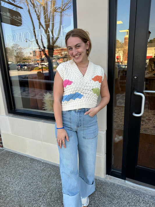 ELSIE COLOR DETAILED CABLE VEST