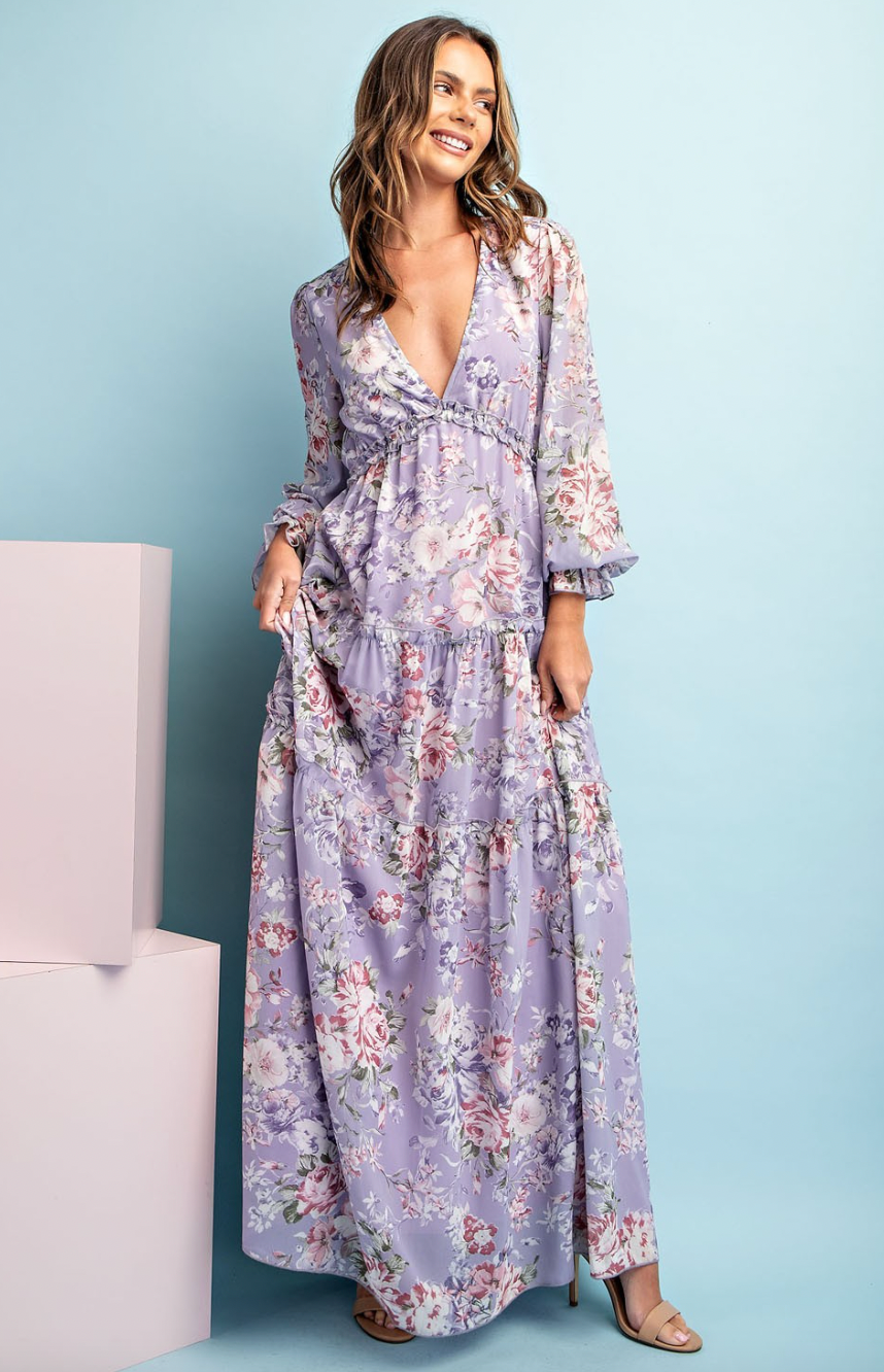 JANEY FLORAL PRINT MAXI DRESS