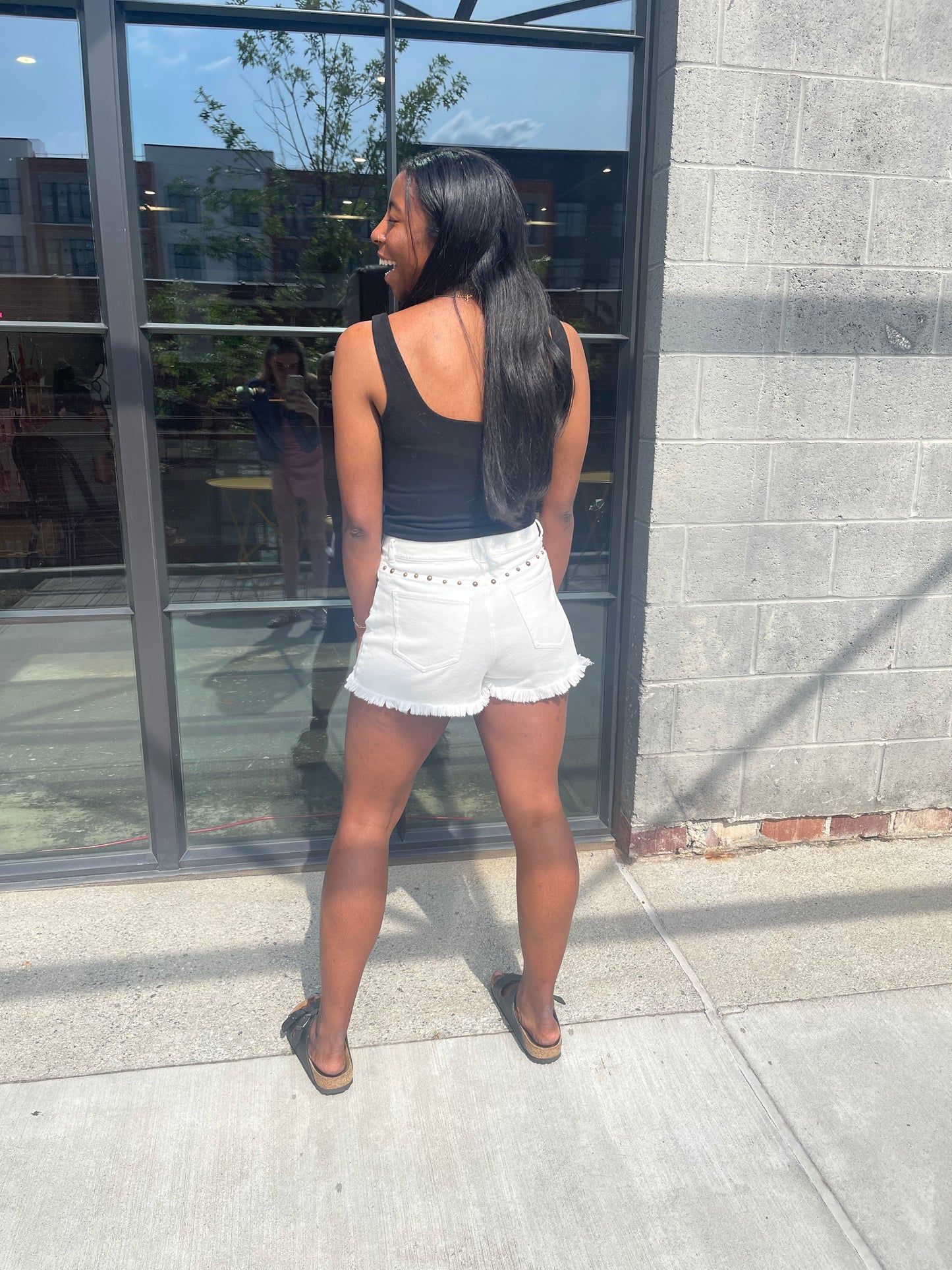 RODEO STUDDED DENIM SHORTS