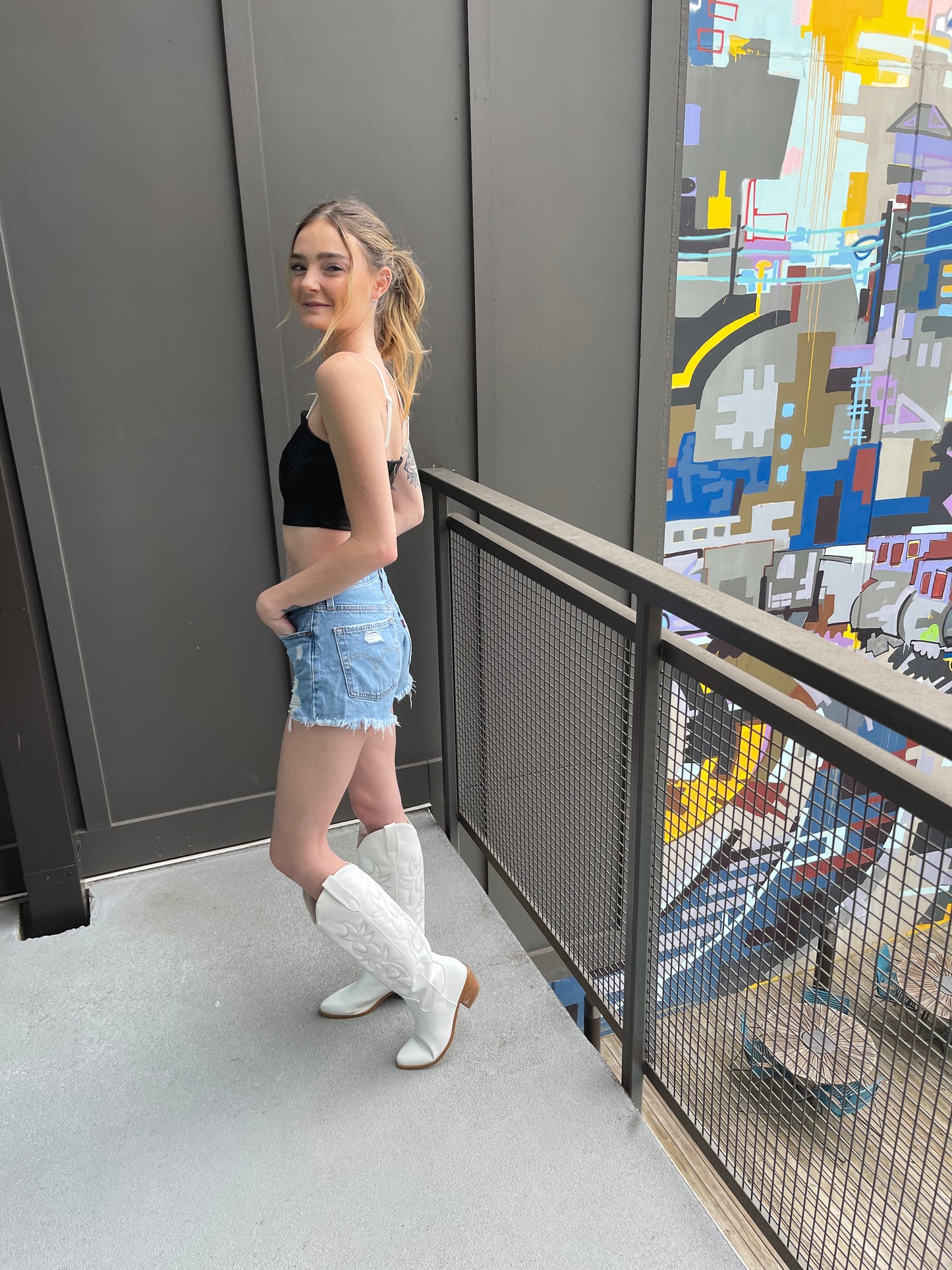 KENNEDY COLOR BLOCK LEATHER TANK