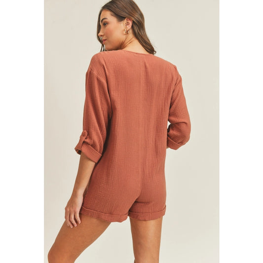 CINNAMON FRONT SNAP ROMPER