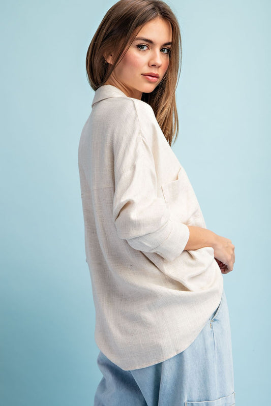 NAYA LINEN LONG SLEEVE TOP