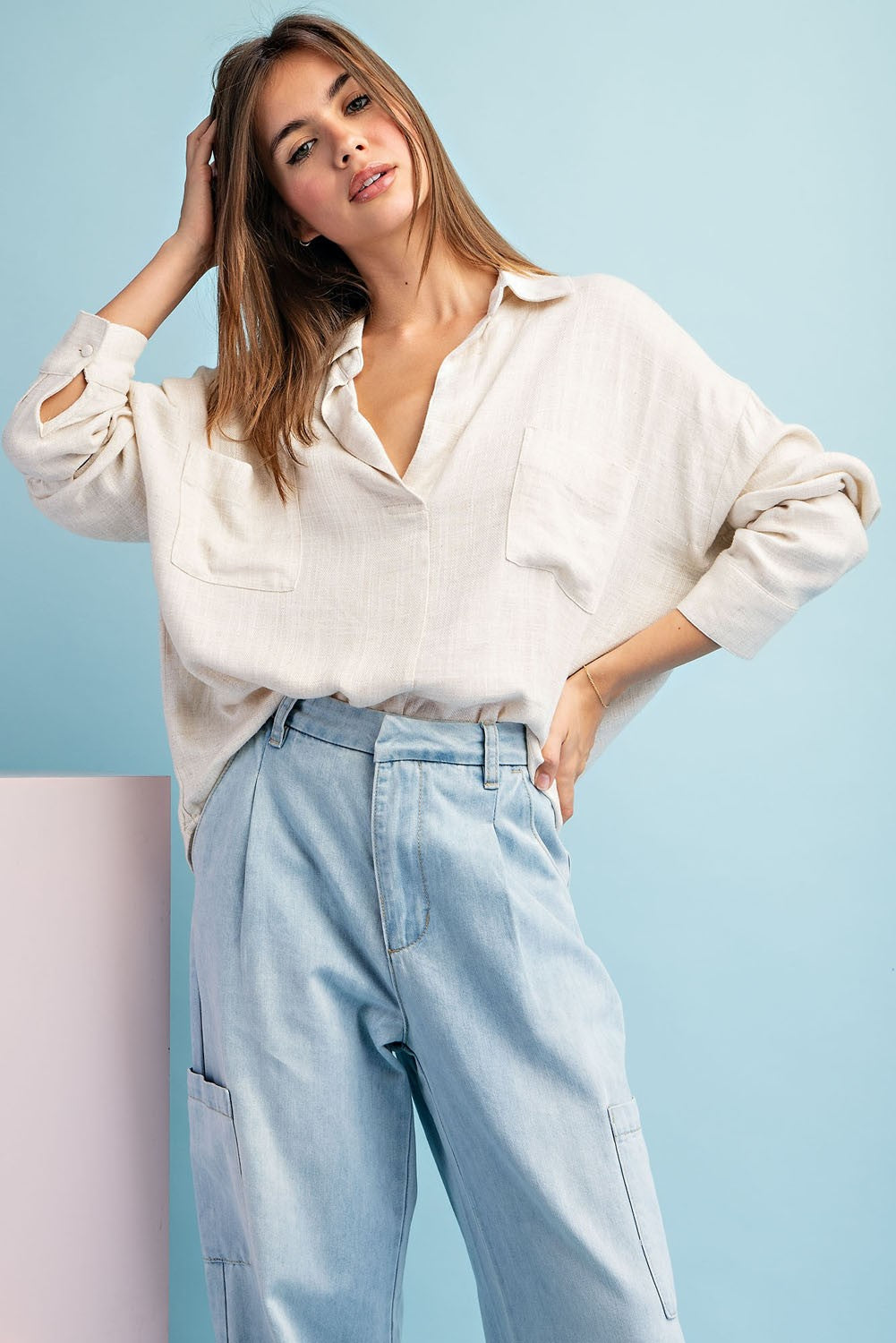 NAYA LINEN LONG SLEEVE TOP