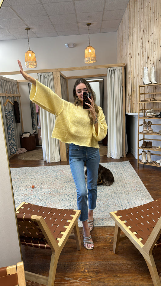 BUTTER YELLOW BELL SLEEVE SWEATER