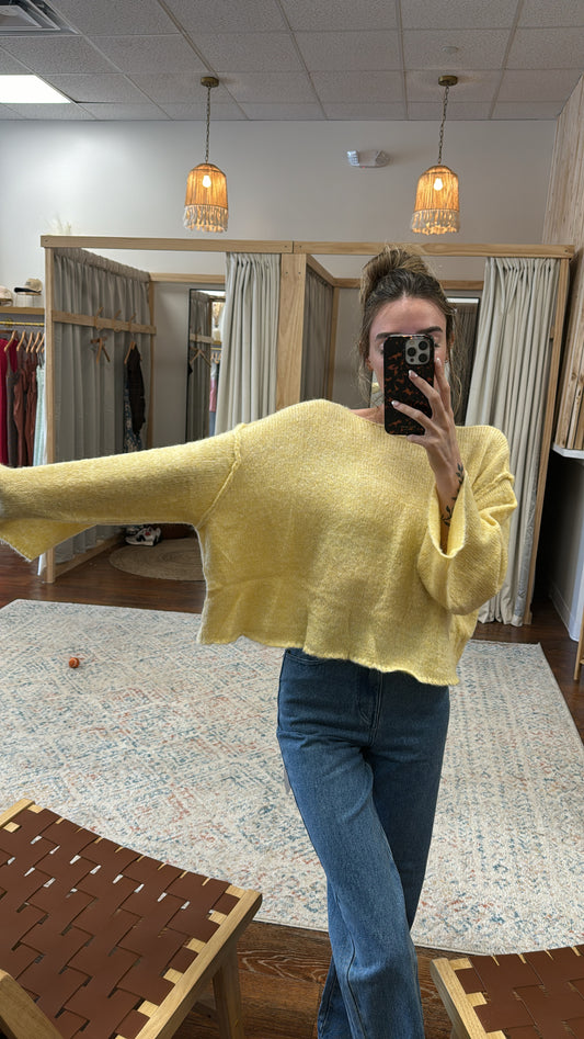 BUTTER YELLOW BELL SLEEVE SWEATER