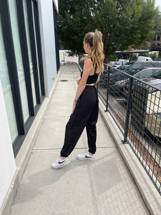 DARK SIDE SATIN CARGO JOGGERS