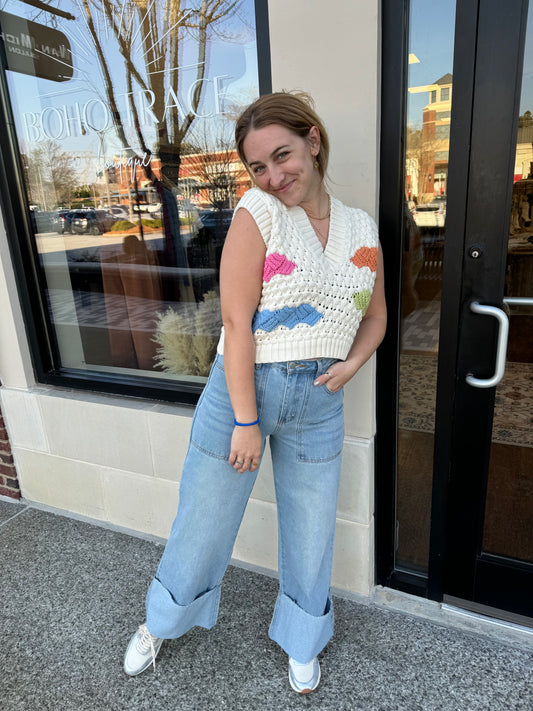 ELSIE COLOR DETAILED CABLE VEST