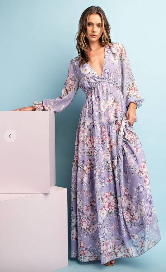 JANEY FLORAL PRINT MAXI DRESS