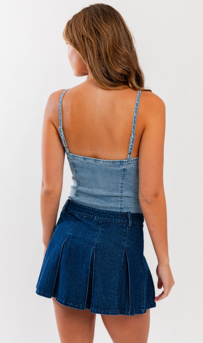 BLUE JEAN BABY BUSTIER BODYSUIT