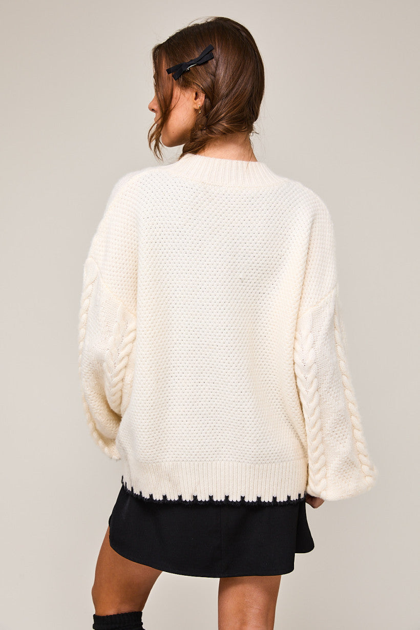 CRISS CROSS CABLE KNIT SWEATER