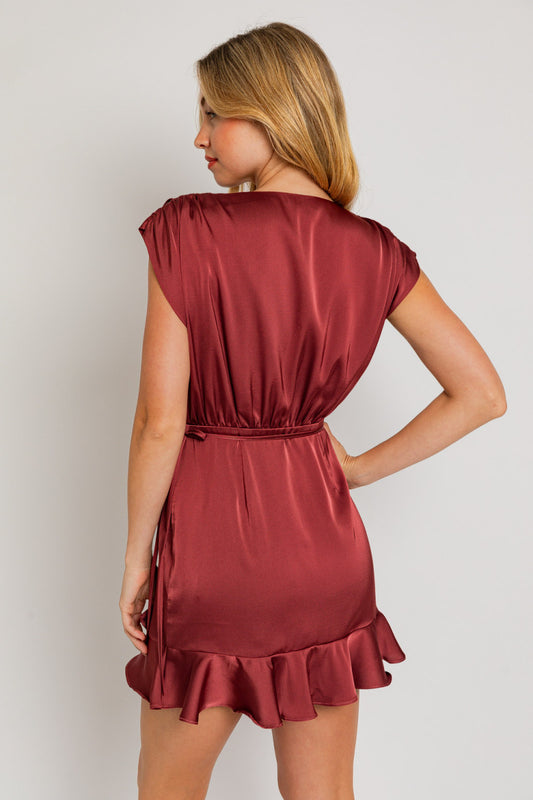 EMBER SATIN WRAP DRESS